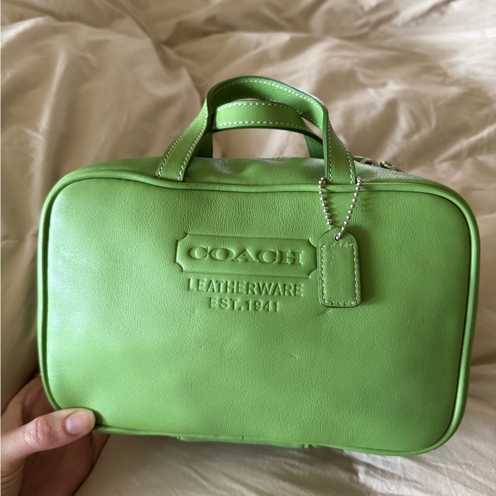 Vintage Coach Leaf Green Leather Travel bag